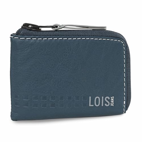 Lois - Geldbeutel & Schlüsseltasche Klein - Schlüsseletui Schlüsseltasche - Schlüsseletui Leder - Autoschlüssel Tasche - Schlüssel Etui 205544, Blau-Grau von Lois