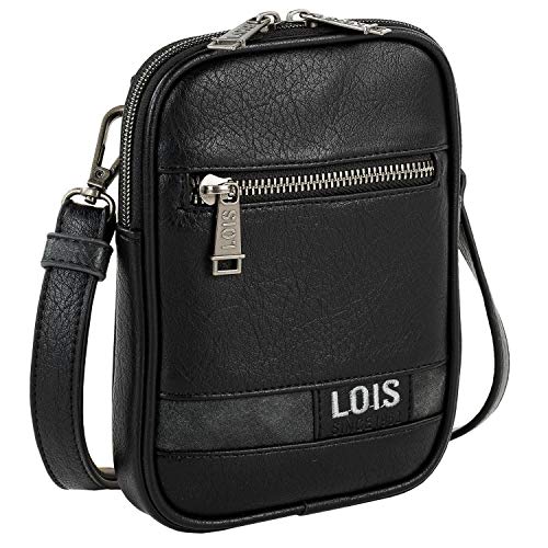 Lois - Umhängetasche Herren Klein mit Verstellbarem Riemen - Handytasche zum Umhängen Herren, Herren Tasche Umhängen - Praktisch Herren Umhängetasche Klein und Vielseitig Herrentasche zum Umh, Schwarz von Lois