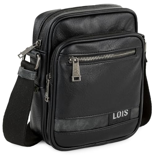 Lois - Umhängetasche Kleine Umhängetasche Herren Männer Tasche für Alltag Reisen Arbeit Freizeit Schultertasche Crossbody Bag Herren Stilvoll Praktisch Langlebig und Leicht., Schwarz von Lois