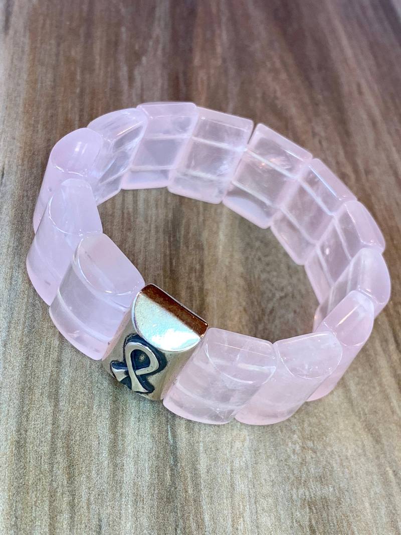 Breites Rosenquarz-Brustkrebsarmband, Dankbarkeit Für Das Leben, Geschenk Unterstützer Und Hinterbliebene, Pink Ribbon Schmuck Breites Rosenquarz-Brustkrebsarmband, Dankbarkeit Für Das Leben, Geschenk Unterstützer Und Hinterbliebene, Pink Ribbon Schmuck von LoisWagnerOriginals