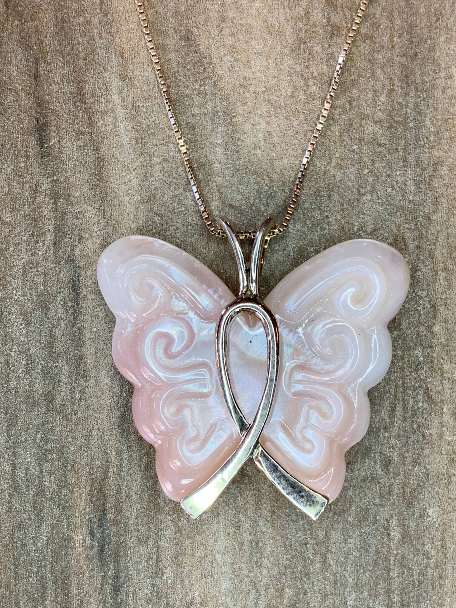 Schmetterling Brustkrebs Bewusstsein Halskette, Dankbarkeit Für Das Leben, Unterstützer Und Überlebende Geschenk, Pink Ribbon Schmuck, Rosenquarz Schmetterling Brustkrebs Bewusstsein Halskette, Dankbarkeit Für Das Leben, Unterstützer Und Überlebende Geschenk, Pink Ribbon Schmuck, Rosenquarz von LoisWagnerOriginals