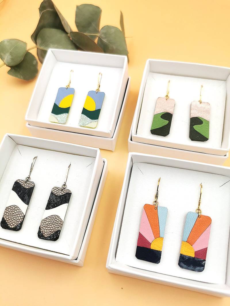 Flache Ohrringe Aus Recyceltem Leder Flache Ohrringe Aus Recyceltem Leder von LoiseauFunambule