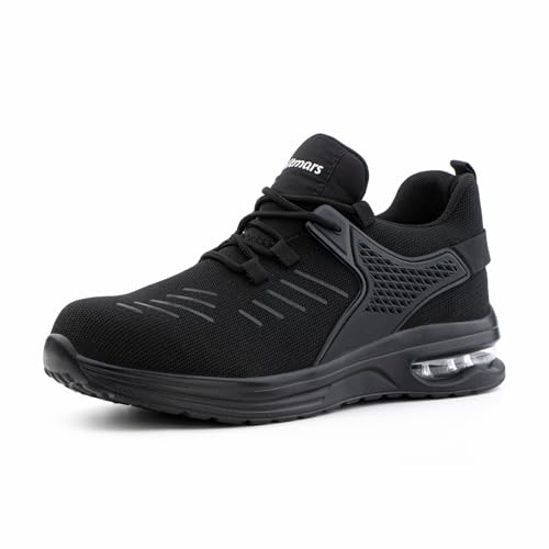 Loiston Arbeitsschuhe Herren Damen Sicherheitsschuhe Leicht Stahlkappenschuhe Sportlich Atmungsaktiv rutschfeste B Schwarz Gr.38 von Loiston