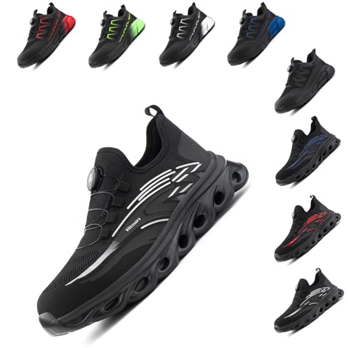 Loiston Arbeitsschuhe Herren Sicherheitsschuhe Damen Leicht Stahlkappenschuhe Stahlkappe Sport rutschfest Jack-1 Schwarz EU42 von Loiston
