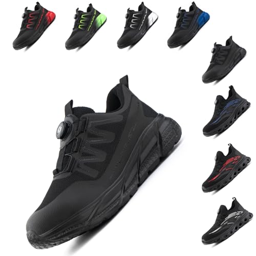 Loiston Arbeitsschuhe Herren Sicherheitsschuhe Damen Leicht Stahlkappenschuhe Stahlkappe Sport rutschfest Son-2 Schwarz EU39 von Loiston