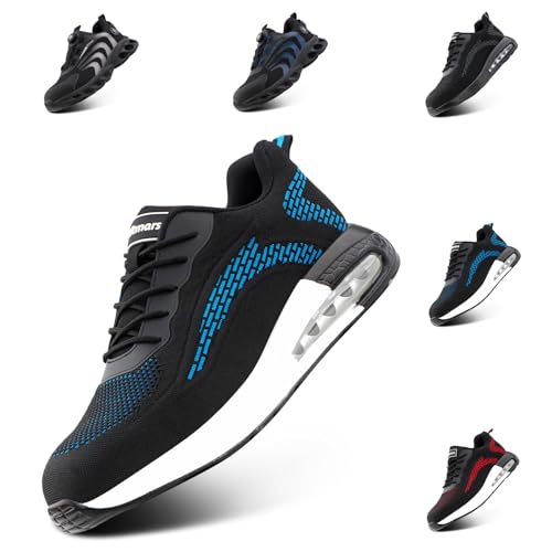Loiston Arbeitsschuhe Herren Sicherheitsschuhe Damen Stahlkappe S3 S1 Leicht S2 Stahlkappenschuhe Schutzschuhe Arbeitsschutzschuhe Safety Shoes for Men Blau K03 Gr.41 von Loiston