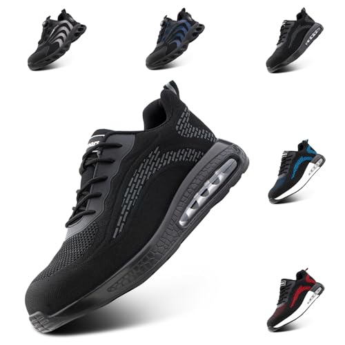 Loiston Arbeitsschuhe Herren Sicherheitsschuhe Damen Stahlkappe S3 S1 Leicht S2 Stahlkappenschuhe Schutzschuhe Arbeitsschutzschuhe Safety Shoes for Men Grau K03 Gr.42 von Loiston