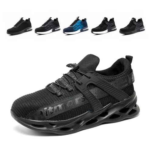 Loiston Arbeitsschuhe Herren Sicherheitsschuhe Damen Stahlkappe Schutz Leicht rutschfest Luftkissen Stoßdämpfend Sneaker SM1-Schwarz EU41 von Loiston