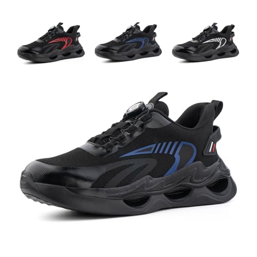 Loiston Sicherheitsschuhe Herren Arbeitsschuhe Damen Leicht Stahlkappenschuhe S3 S2 S1 Atmungsaktiv Schutzschuhe mit Drehknopf Blau Gr.41 von Loiston