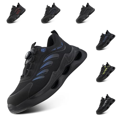 Loiston Sicherheitsschuhe Herren Arbeitsschuhe Damen mit Stahlkappe Sneaker rutschfest Leicht Atmungsaktiv Schutzschuhe Blau 38 EU von Loiston