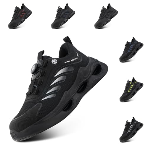 Loiston Sicherheitsschuhe Herren Arbeitsschuhe Damen mit Stahlkappe Sneaker rutschfest Leicht Atmungsaktiv Schutzschuhe Schwarz 45 EU von Loiston