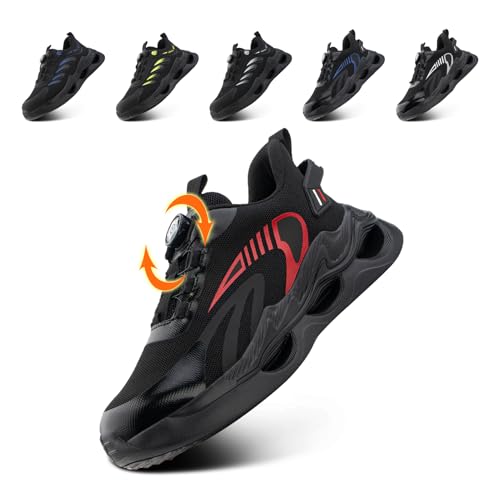 Loiston Sicherheitsschuhe Herren Damen Arbeitsschuhe Stahlkappenschuhe Sportlich Schutzschuhe mit Stahlkappe Arbeitsturnschuhe Atmungsaktiv Leicht rutschfeste Rot EU 45 von Loiston