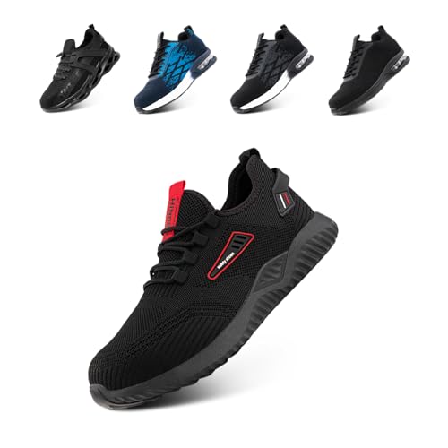 Sicherheitsschuhe Herren Stahlkappenschuhe Damen Arbeitsturnschuhe Arbeitsschuhe Schutzschuhe Sportlich Leichte mit Stahlkappe GK739 Schwarz EU 39 von Loiston