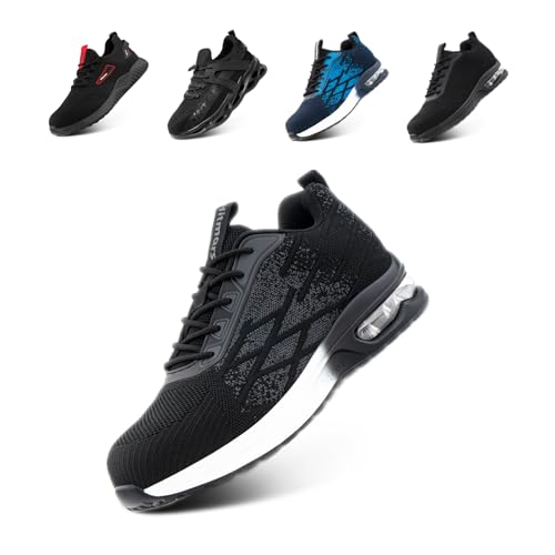 Sicherheitsschuhe Herren Stahlkappenschuhe Damen Arbeitsturnschuhe Arbeitsschuhe Schutzschuhe Sportlich Leichte mit Stahlkappe GK756 Grau EU 42 von Loiston