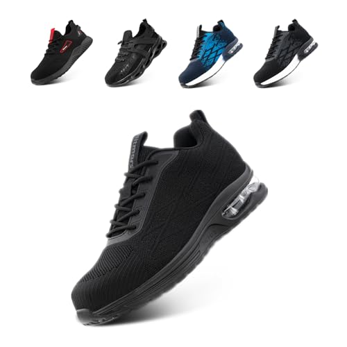 Sicherheitsschuhe Herren Stahlkappenschuhe Damen Arbeitsturnschuhe Arbeitsschuhe Schutzschuhe Sportlich Leichte mit Stahlkappe GK756 Schwarz EU 41 von Loiston
