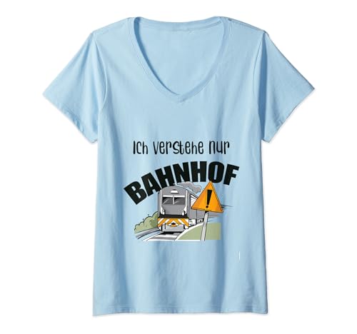 Damen Modellbau Nerd Geschenk Ich Verstehe Nur Bahnhof Eisenbahn T-Shirt mit V-Ausschnitt Damen Modellbau Nerd Geschenk Ich Verstehe Nur Bahnhof Eisenbahn T-Shirt mit V-Ausschnitt von Lokführer Schaffner Eisenbahner Geschenkidee Zug