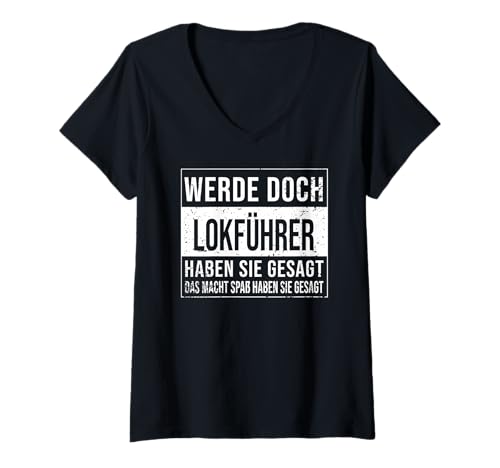 Damen Eisenbahner Geburtstag lustiges Lokführer T-Shirt mit V-Ausschnitt Damen Eisenbahner Geburtstag lustiges Lokführer T-Shirt mit V-Ausschnitt von Lokführer Zubehör Geschenke Geburtstag-Shirt