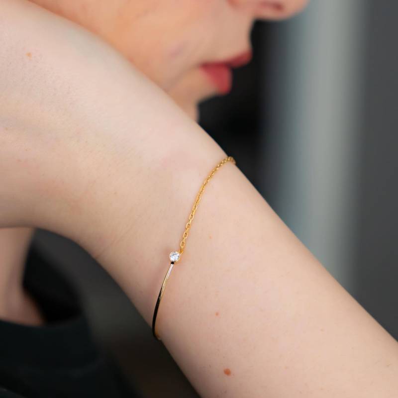 Handgefertigtes 925 Sterlingsilber Kettenarmband 14 K Vergoldet, Armreif, Cuff von LokkumDesign