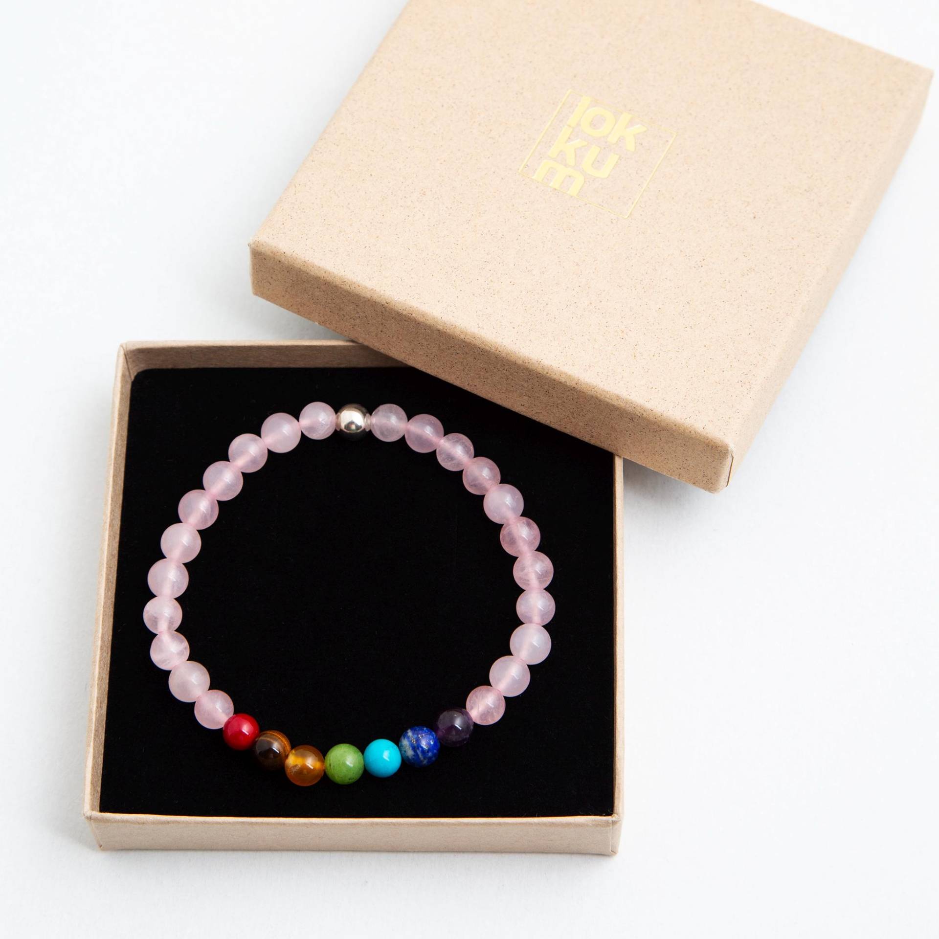Sieben Chakra Rosa Quarz Armband, Yoga Meditation Zubehör, Handgemacht, Minimalistisch Sieben Chakra Rosa Quarz Armband, Yoga Meditation Zubehör, Handgemacht, Minimalistisch von LokkumYoga
