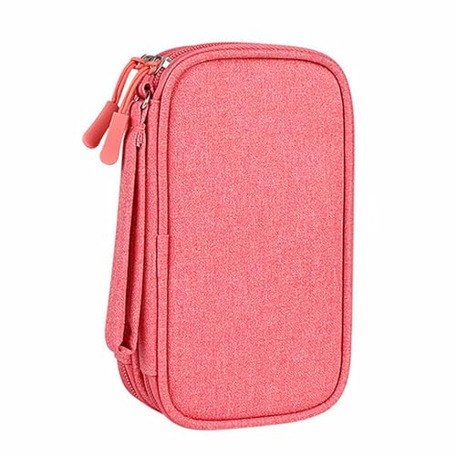 LokoBatii Kabeltaschen Elektronik Organizer - wasserdichte Elektronik Tasche mit Doppelschicht-Design für Powerbank, Ladekabel， Zubehör & mehr (Rosa) von LokoBatii