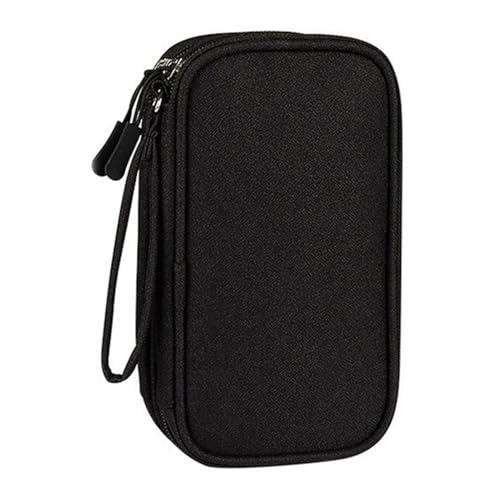 LokoBatii Kabeltaschen Elektronik Organizer - wasserdichte Elektronik Tasche mit Doppelschicht-Design für Powerbank, Ladekabel， Zubehör & mehr (Schwarz) von LokoBatii