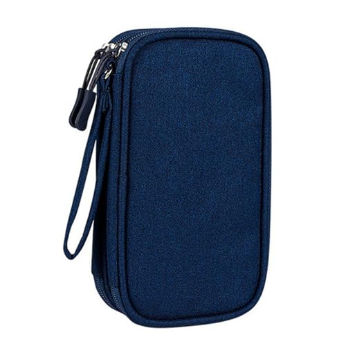 LokoBatii Kabeltaschen Elektronik Organizer - wasserdichte Elektronik Tasche mit Doppelschicht-Design für Powerbank, Ladekabel， Zubehör & mehr (Tiefblau) von LokoBatii