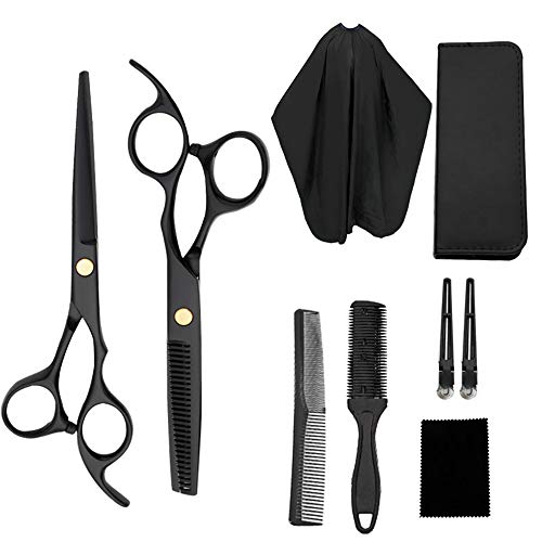 Haarschere Set, 2 Profi Extra Scharfe Edelstahl Friseurscheren, Haarschneideschere Licht Einseitiger Effilierer, Modellieren Professionelle Friseur-Sets für Damen, Herren und Kinder von LolStore
