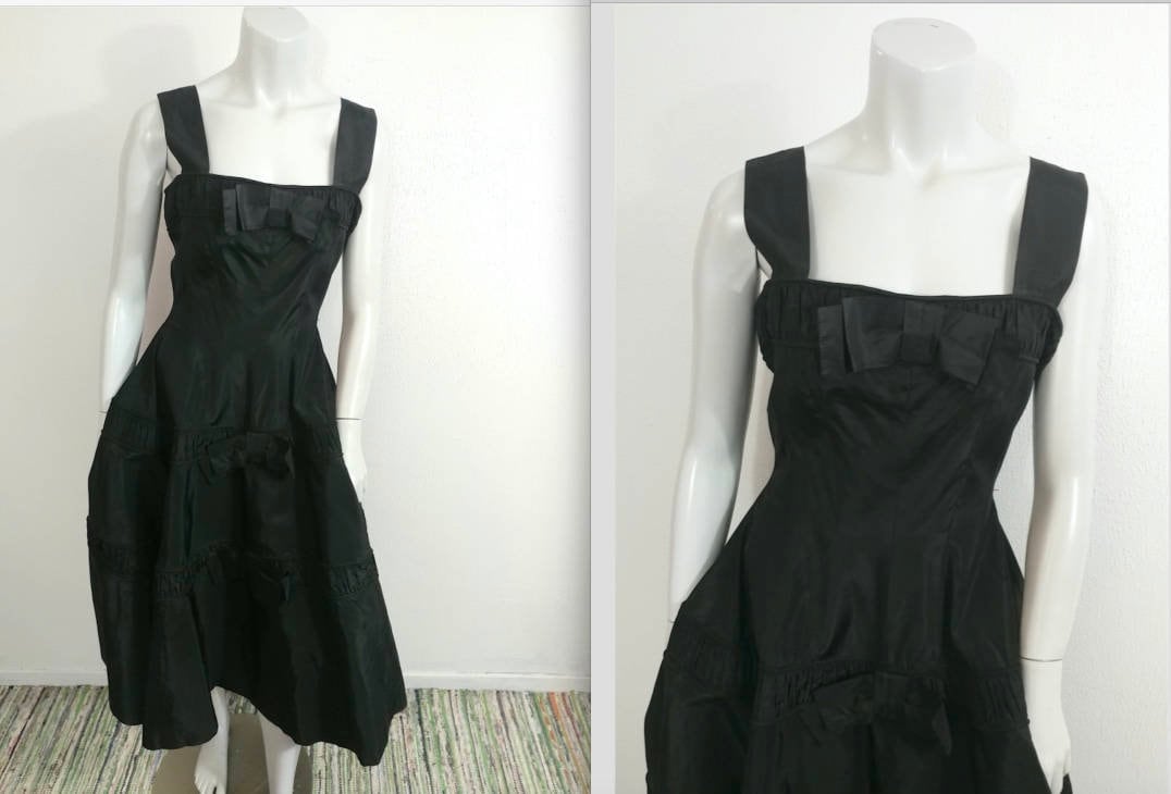 Vintage 50Er Gigi Young Originals Schwarzes Taft Party Kleid 34B von LolaAndBlack