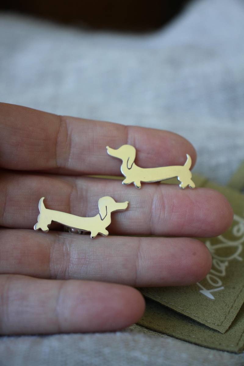 Dackel Manschettenknöpfe Handgemachtes Sterling Silber, Männer Schmuck von LolaAndCash