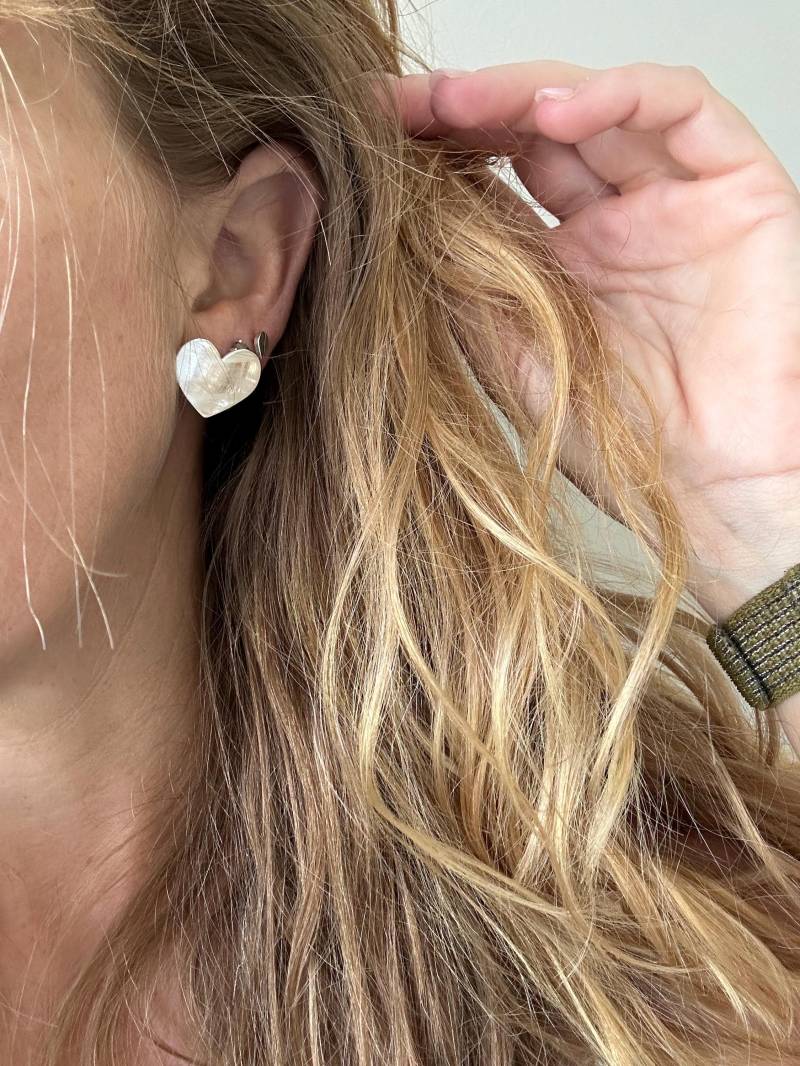 Große Herz Ohrstecker Handgemacht in Sterling Silber/Statement Ohrringe Geschenke von LolaAndCash