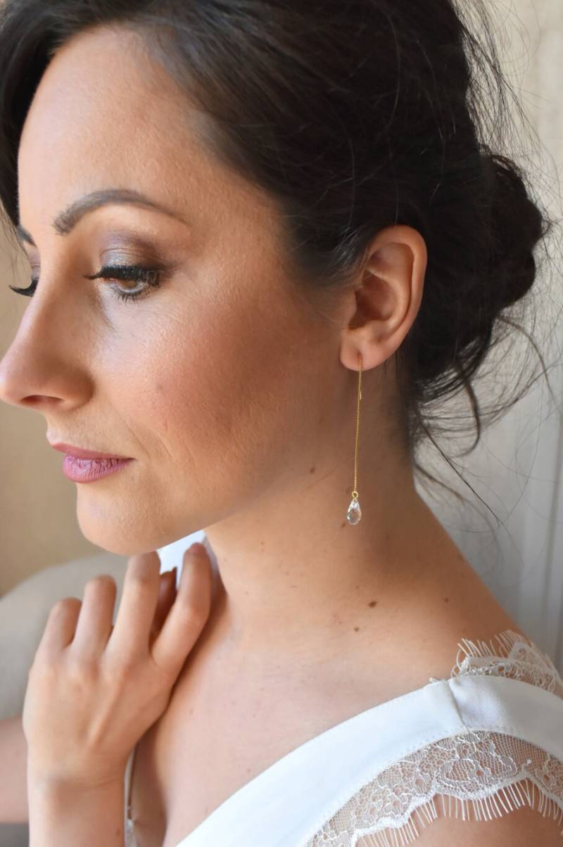 Pure - Braut-Ohrhänger, Ohrkette, Mit Transparenter Kristall-Tropfenperle. Hochzeitsschmuck Pure - Braut-Ohrhänger, Ohrkette, Mit Transparenter Kristall-Tropfenperle. Hochzeitsschmuck von LolaFramboisebijoux