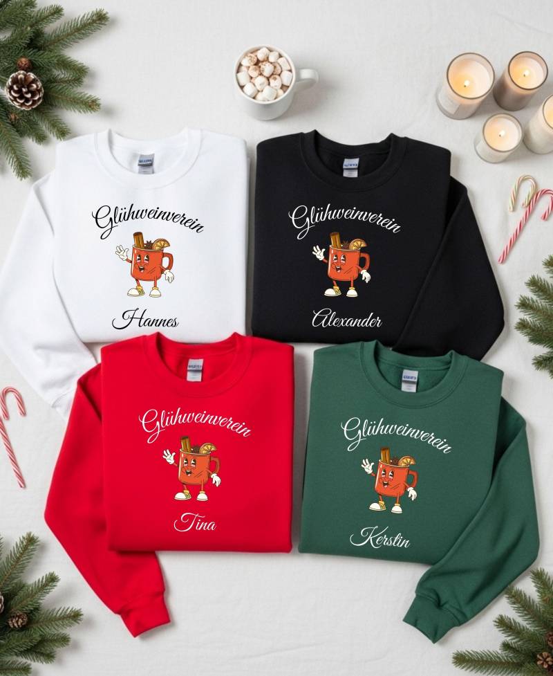 Glühweinverein Sweatshirt Personalisiert Mit Namen - Lustiger Gruppensweat Für Weihnachtsmarkt & Weihnachtsfeier | Unisex Pulli Geschenk von LolaKreativDesign