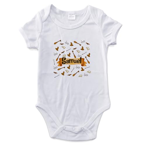 Baby Body Harry Potter. Personalisierte mit Namen. Mädchen und Junge. Baby Body Kurzarm. Baby Strampler Bedrucken. Personalisierte Geschenke. Größen von 0 bis 12 Monaten. Zauberer von LolaPix