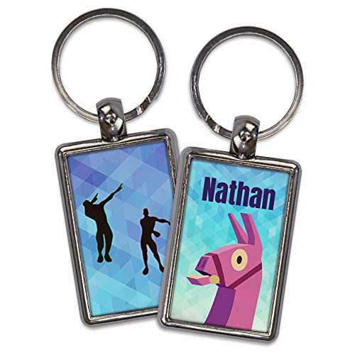 LolaPix Fornite-Schlüsselanhänger. Originelles Geschenk für Geeks. Personalisierte Schlüsselanhänger. Bild auf beiden Seiten. Rechteckige Form. Verschiedene Modelle. Fornite von LolaPix