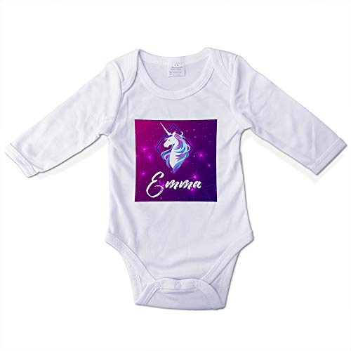 LolaPix Personalisierter Babybodysuit mit Namen. Personalisierte Geschenke für Babys. Personalisierte Langarm-Bodys. Verschiedene Größen. Einhorn von LolaPix