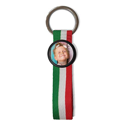 LolaPix Personalisierter Schlüsselanhänger mit Foto, Bild oder Namen. Textiler Schlüsselanhänger mit Flagge. Schlüsselanhänger aus Stoff. Personalisiertes Geschenk. ITALIEN von LolaPix