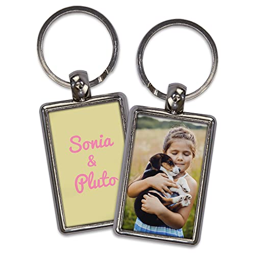 LolaPix Personalisierter Schlüsselanhänger. Original Schlüsselanhänger mit Foto. Originelles Geschenk. Beidseitig personalisierter, rechteckiger Schlüsselanhänger. 1 UNIT von LolaPix