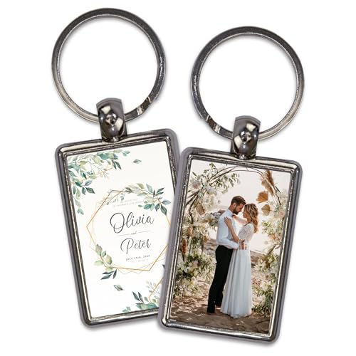 LolaPix Personalisierter Schlüsselanhänger. Original Schlüsselanhänger mit Foto. Originelles Geschenk. Beidseitig personalisierter, rechteckiger Schlüsselanhänger. 1 UNIT von LolaPix