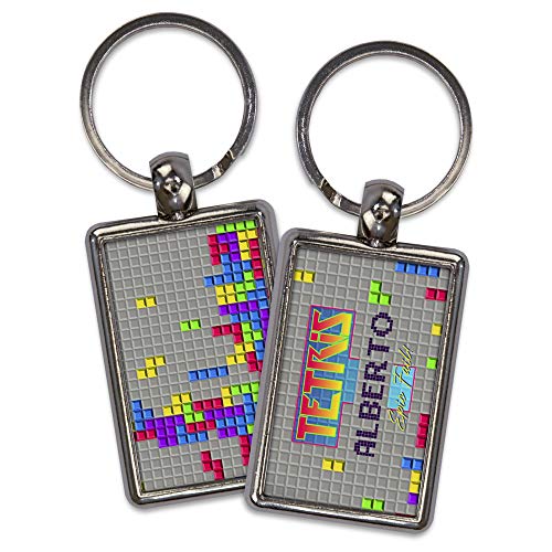 LolaPix Schlüsselanhänger für den Vatertag. Originelles Geschenk für Geeks. Personalisierte Schlüsselanhänger. Bild auf beiden Seiten. Rechteckige Form. Verschiedene Modelle. Tetris von LolaPix