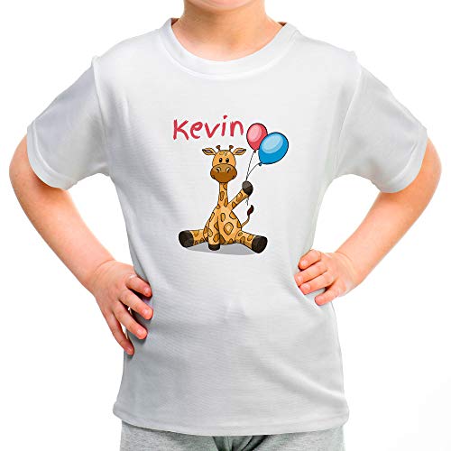 T-Shirt Kinder Personalisiert mit Name/Text. Personalisierte Kindergeschenke. Verschiedene Designs und Farben zur Auswahl. 100% Baumwolle. Giraffe von LolaPix