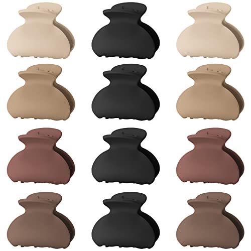 Lolalet 12 Stück Kleine Haarklammern Haarspange 4cm Mini Haarkrallen Spinnen Hair Clips für Frauen Mädchen Kinder Dicken Dünnen Feinen Frisur Klemmen Stark Stilvolle Acryl Banane Clip -Braun von Lolalet