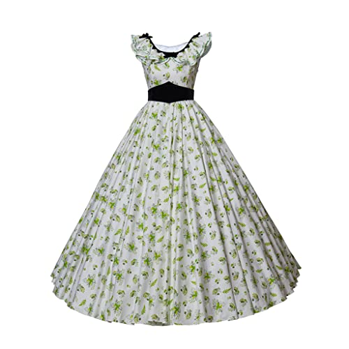 Gone with The Wind Scarlet Cosplay Kostüm Bürgerkrieg Kleid für Damen (M, Floral) von LoliMiss