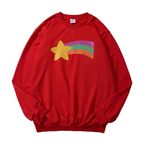 Gravity Falls Mabel Rainbow Star Crewneck Sweatshirt Pullover, Rot/Ausflug, einfarbig (Getaway Solids), 4X-Large von LoliMiss