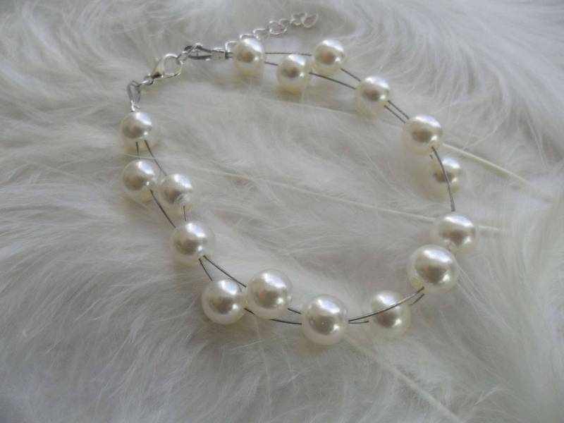 Armband Mit Zwei Reihen Elfenbein Perlmutt Perlen Hochzeit Schmuck Verheiratet Armband Mit Zwei Reihen Elfenbein Perlmutt Perlen Hochzeit Schmuck Verheiratet von LolitArtCreation