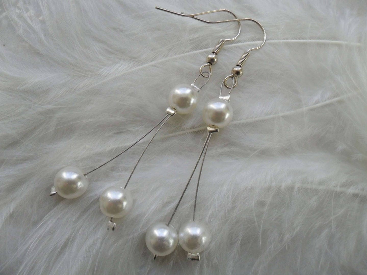 Perlen Braut Ohrringe Hochzeitsschmuck Brautschmuck Perlenschmuck Brautaccessoires von LolitArtCreation