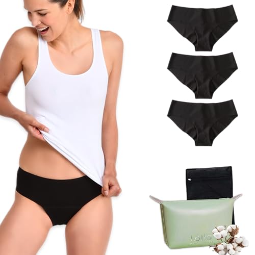 Lolita® Menstrual Panty Pack of 3 - Washable Hygienic Protection with 4 Absorbent Layers - Equivalent to 2 Tampons - Comfortable Menstrual Briefs for Light to Moderate Flow von Lolita