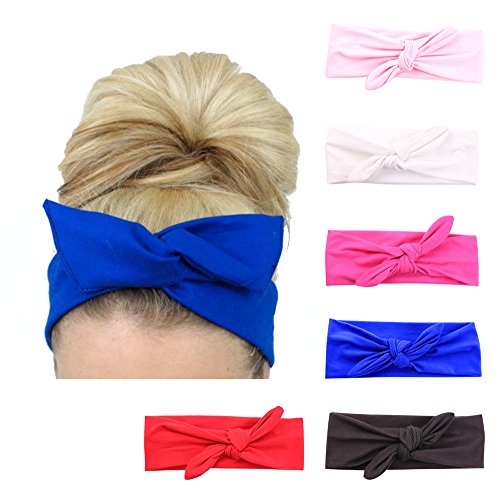 Damen Stirnband mit Knoten, Haarband / Zubehör für Sport oder zum Laufen, 6 Pack von Lolitarcrafts