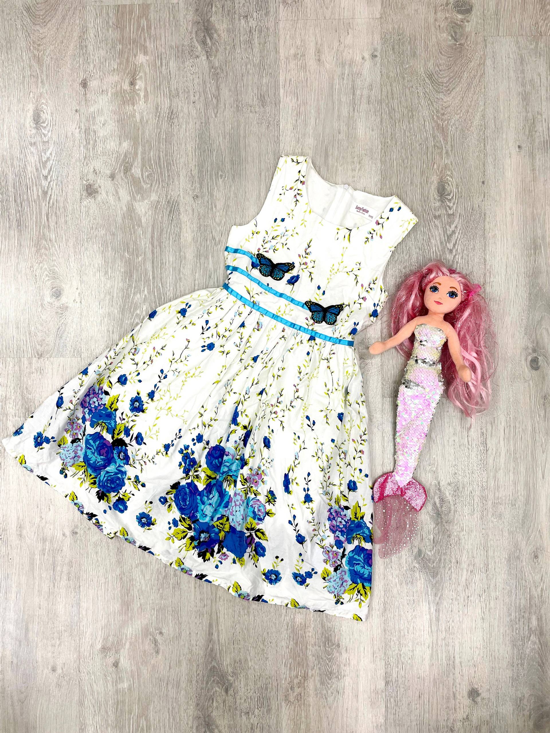 11-12 Jahre Schmetterling Print Kleid Babykleid Mädchenkleid Kinderkleid Kleinkindkleid Sommer-Outfit Blumenkleid von Lolitavintagee