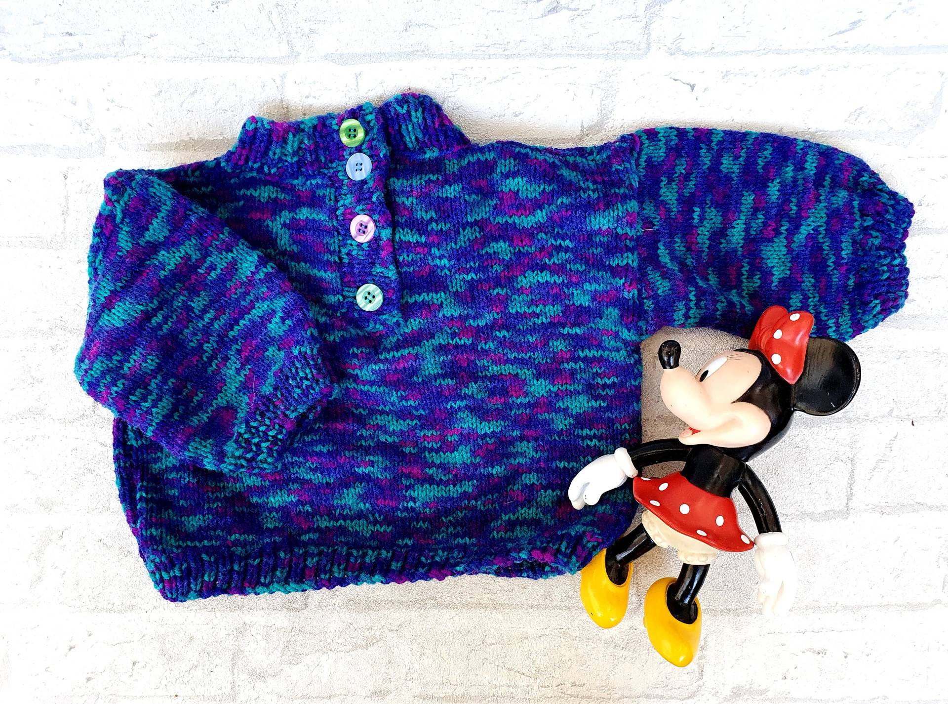 3-6 Monate Kinder Pullover Jungen 90Er Jahre Retro Abstrakt Baby Multicolor Handgestrickt von Lolitavintagee