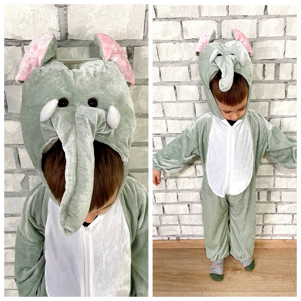 3T/4T Kinder Cosplay Elefant Kostüm Overall Strampler Tier Kinder-Halloween-Kostüm von Lolitavintagee